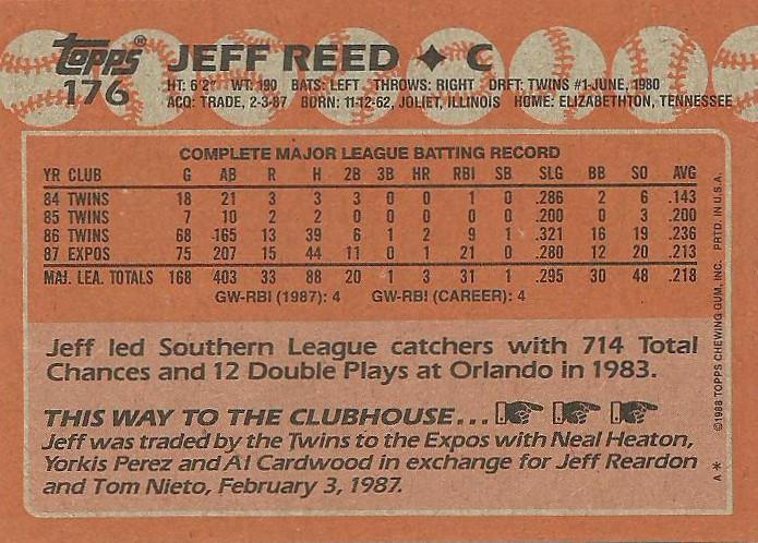 Jeff Reed  baseball card collectible - Main Image 2
