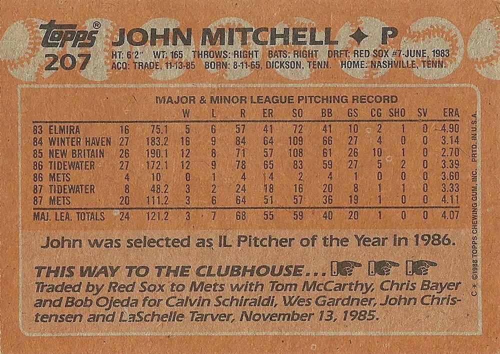 John Mitchell  baseball card collectible - Main Image 2