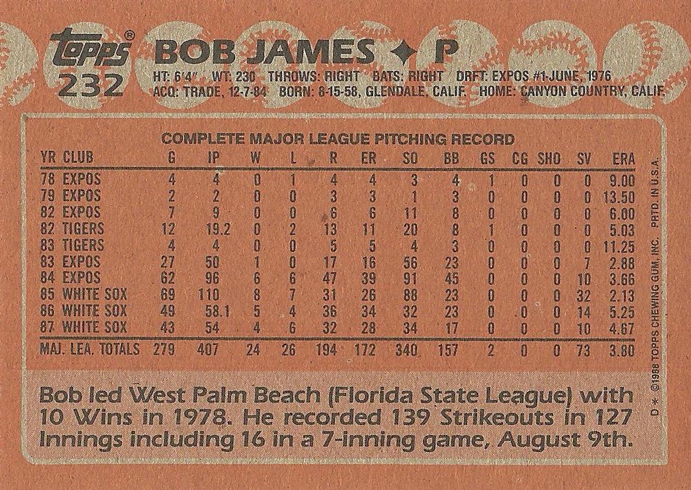 Bob James  baseball card collectible - Main Image 2
