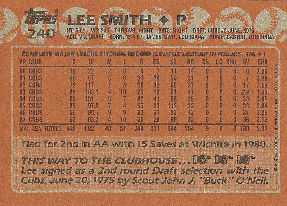 Lee Smith  baseball card collectible - Main Image 2