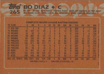 Bo Diaz  baseball card collectible - Main Image 2