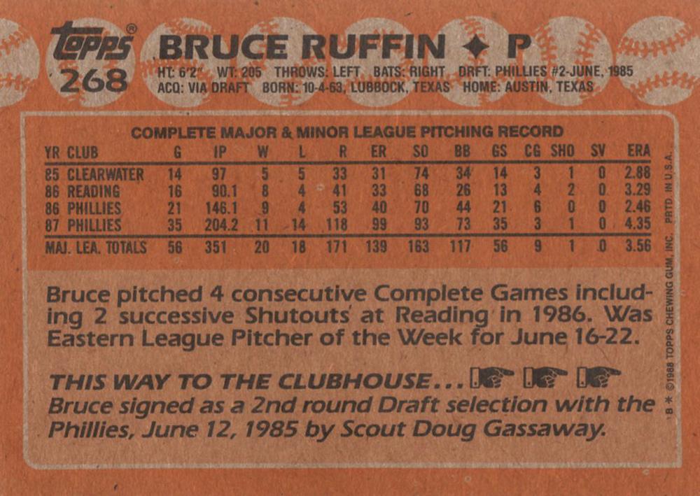 Bruce Ruffin  baseball card collectible - Main Image 2
