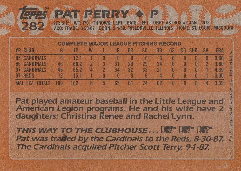 Pat Perry  baseball card collectible - Main Image 2