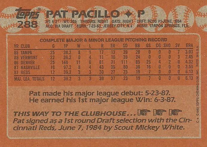 Pat Pacillo  baseball card collectible - Main Image 2
