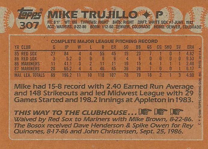 Mike Trujillo  baseball card collectible - Main Image 2