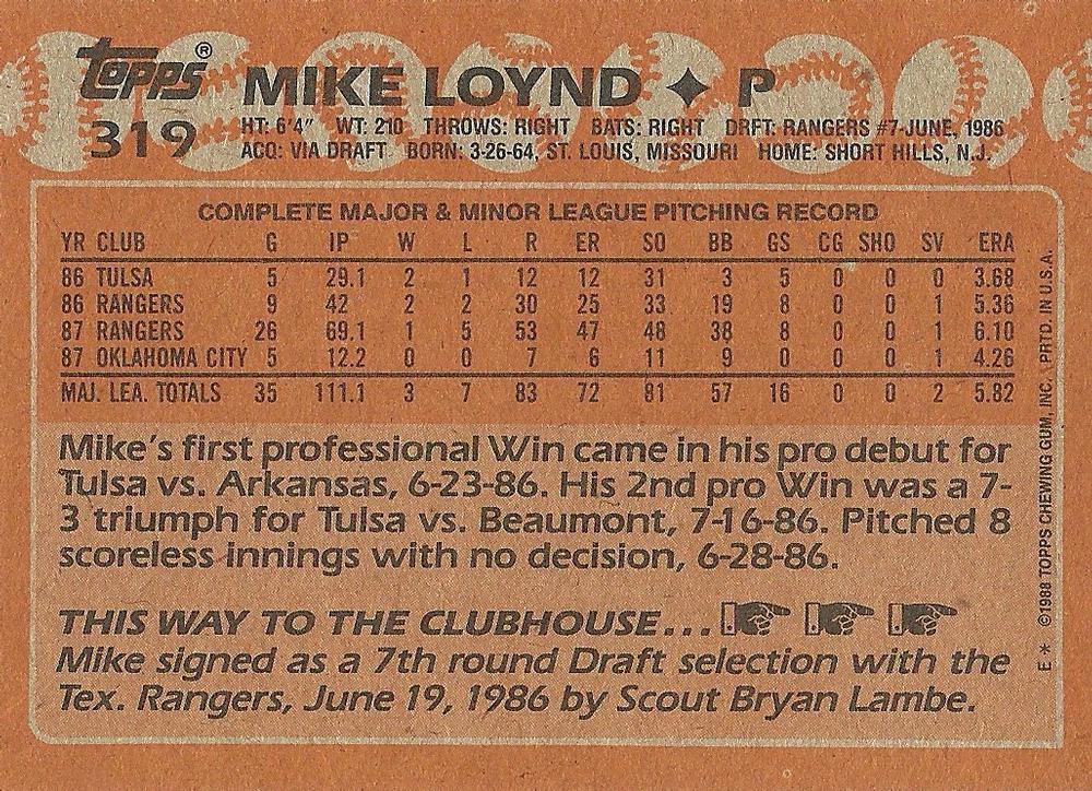 Mike Loynd  baseball card collectible - Main Image 2