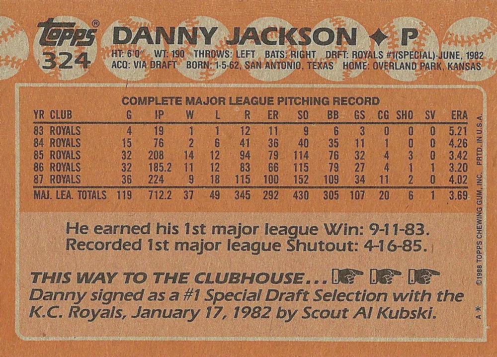 Danny Jackson  baseball card collectible - Main Image 2