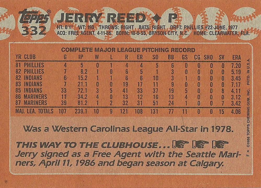 Jerry Reed  baseball card collectible - Main Image 2