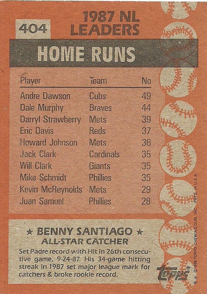 Benny Santiago  baseball card collectible - Main Image 2