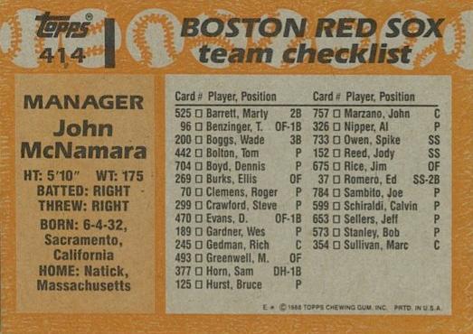 John McNamara  baseball card collectible - Main Image 2