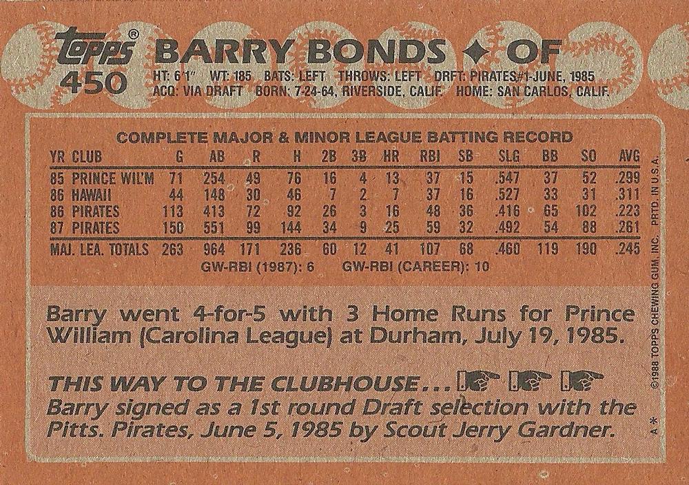 Barry Bonds  baseball card collectible - Main Image 2