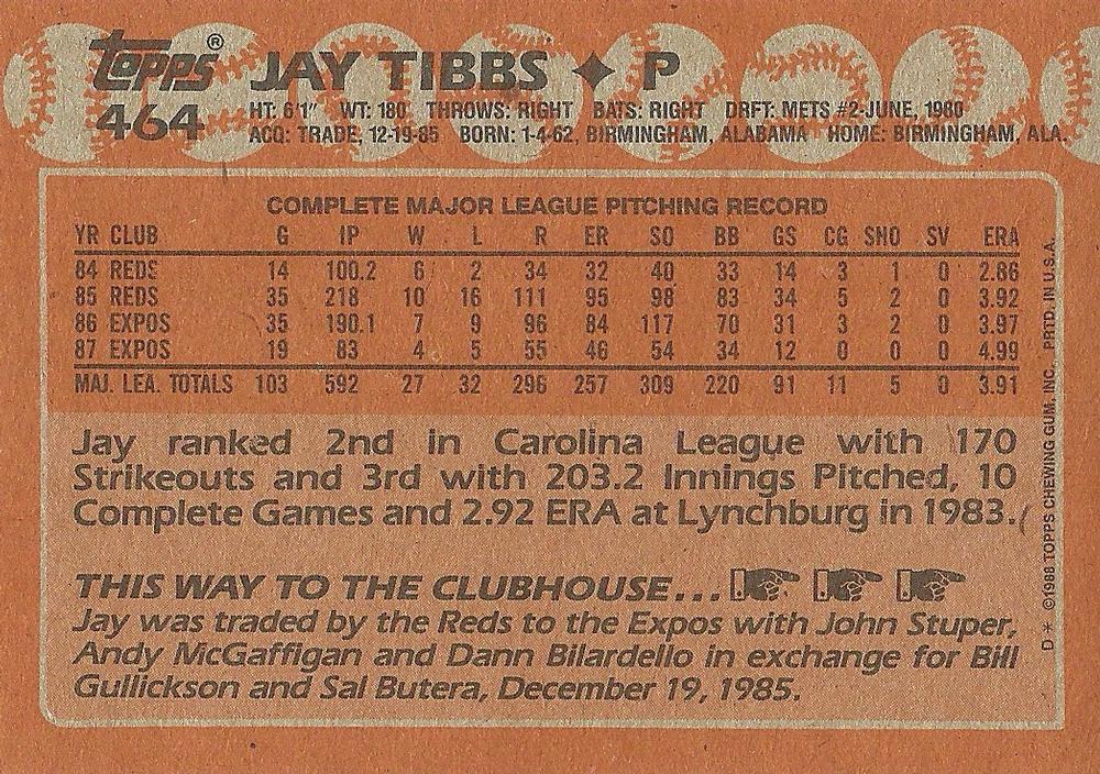 Jay Tibbs  baseball card collectible - Main Image 2