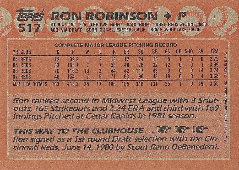 Ron Robinson  baseball card collectible - Main Image 2