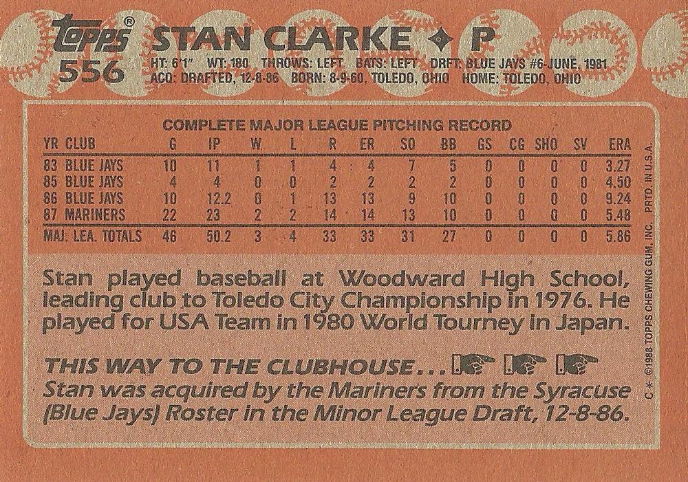 Stan Clarke  baseball card collectible - Main Image 2