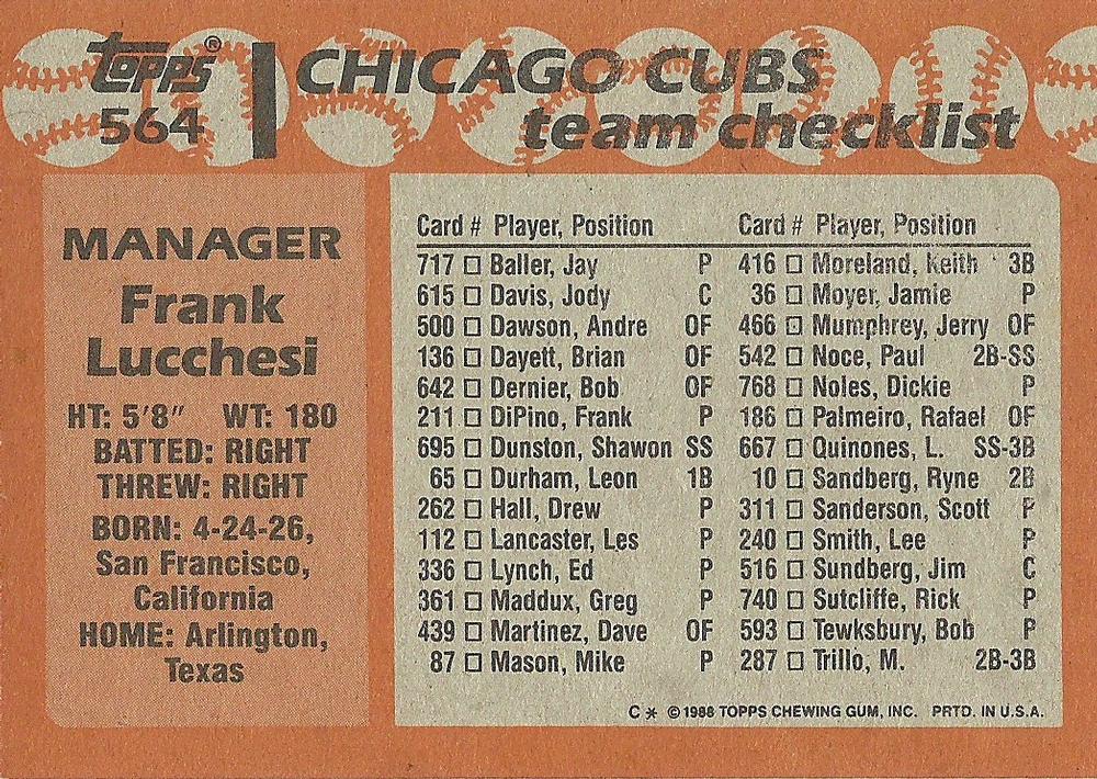 Frank Lucchesi  baseball card collectible - Main Image 2