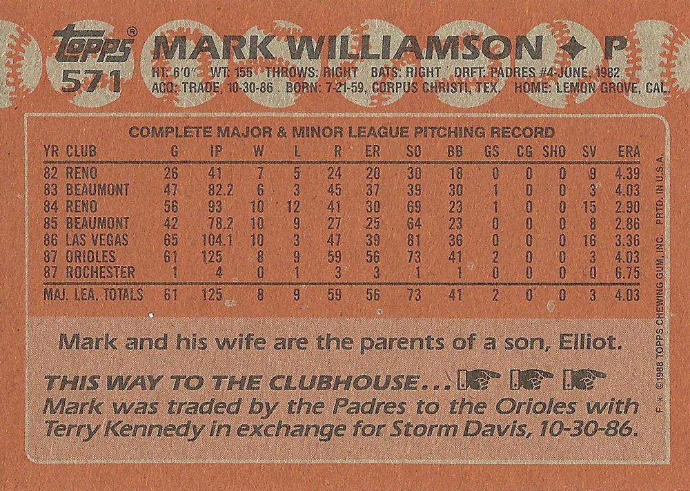 Mark Williamson  baseball card collectible - Main Image 2
