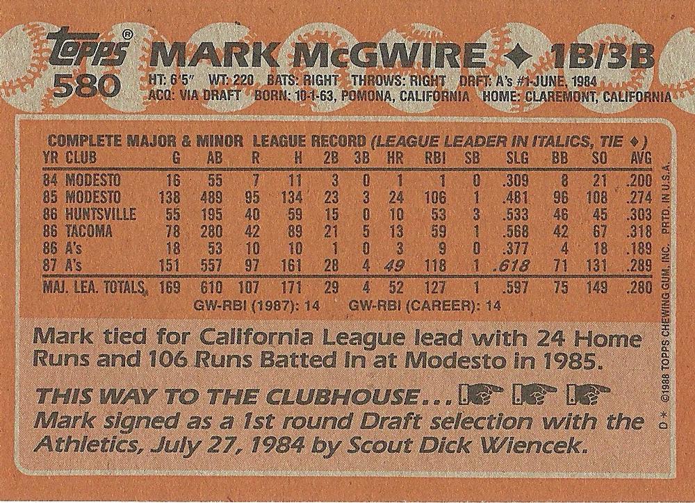 Mark McGwire  baseball card collectible - Main Image 2