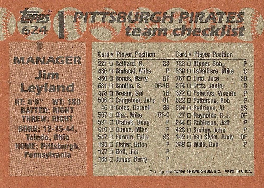 Jim Leyland  baseball card collectible - Main Image 2