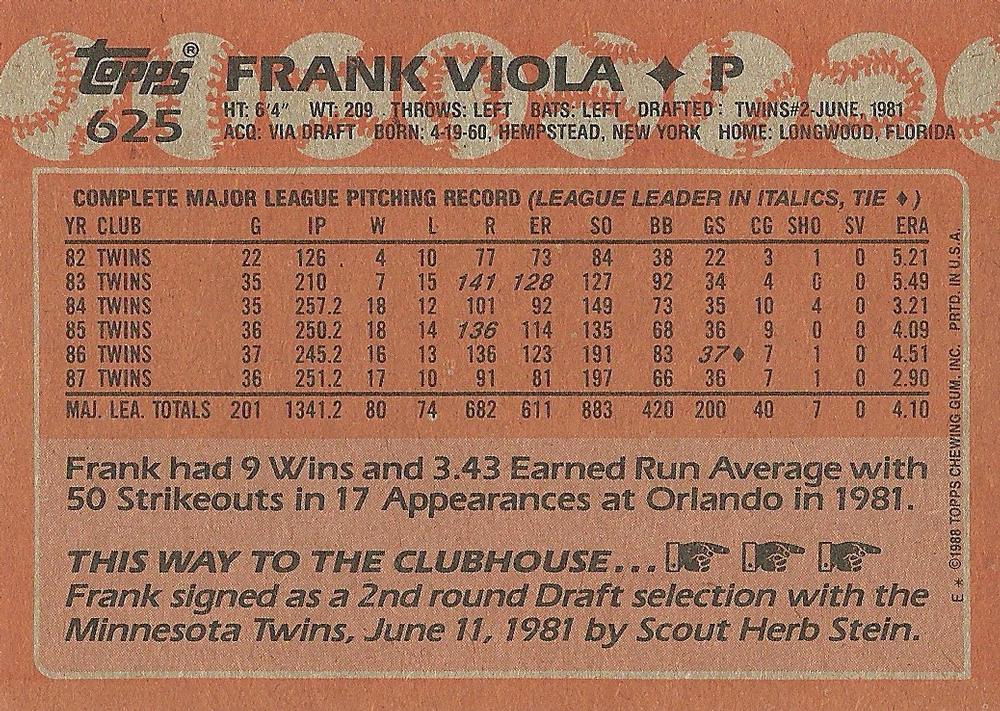 Frank Viola  baseball card collectible - Main Image 2