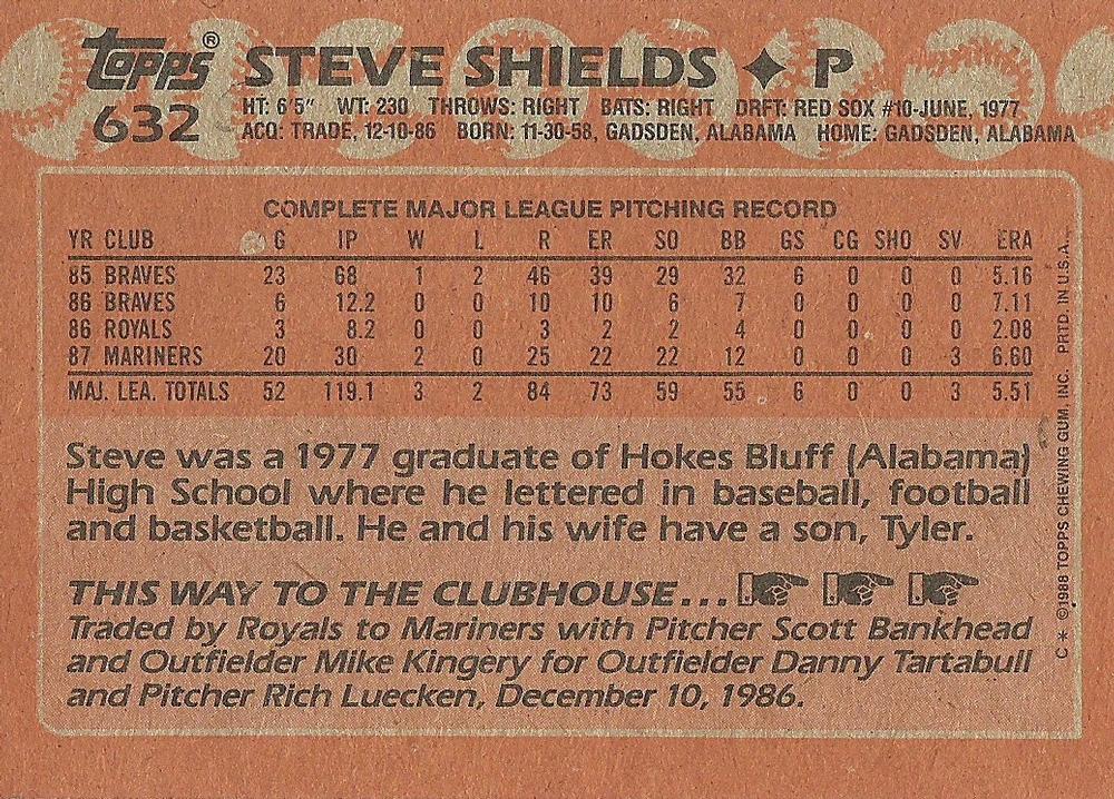 Steve Shields  baseball card collectible - Main Image 2