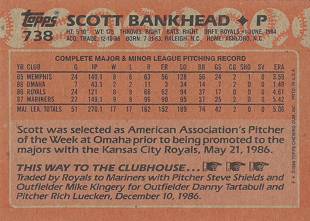 Scott Bankhead  baseball card collectible - Main Image 2