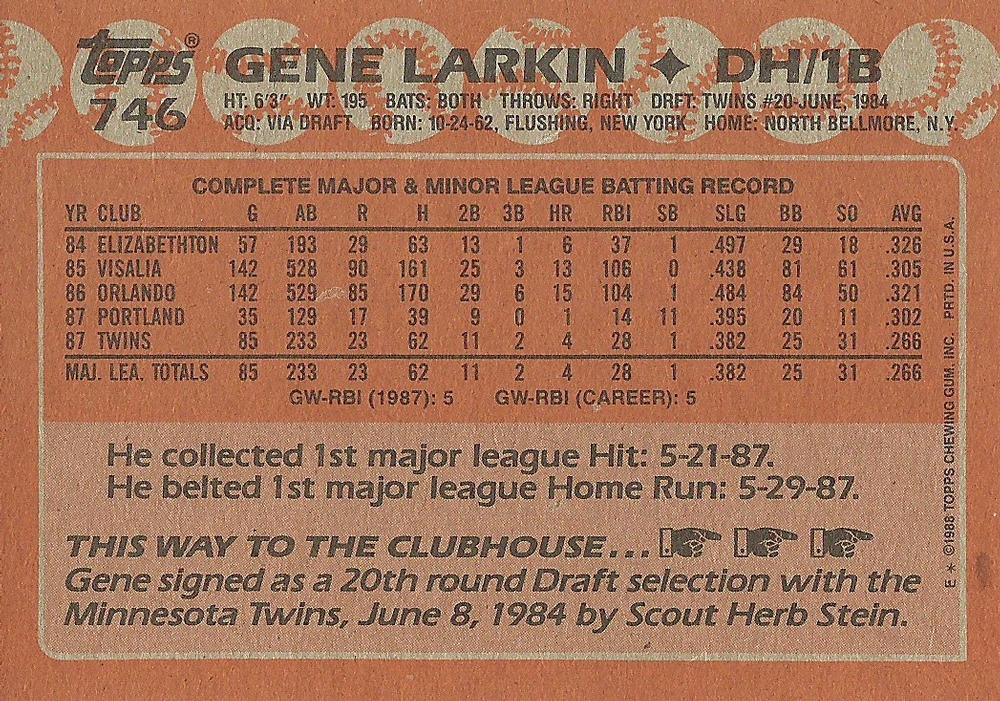 Gene Larkin  baseball card collectible - Main Image 2