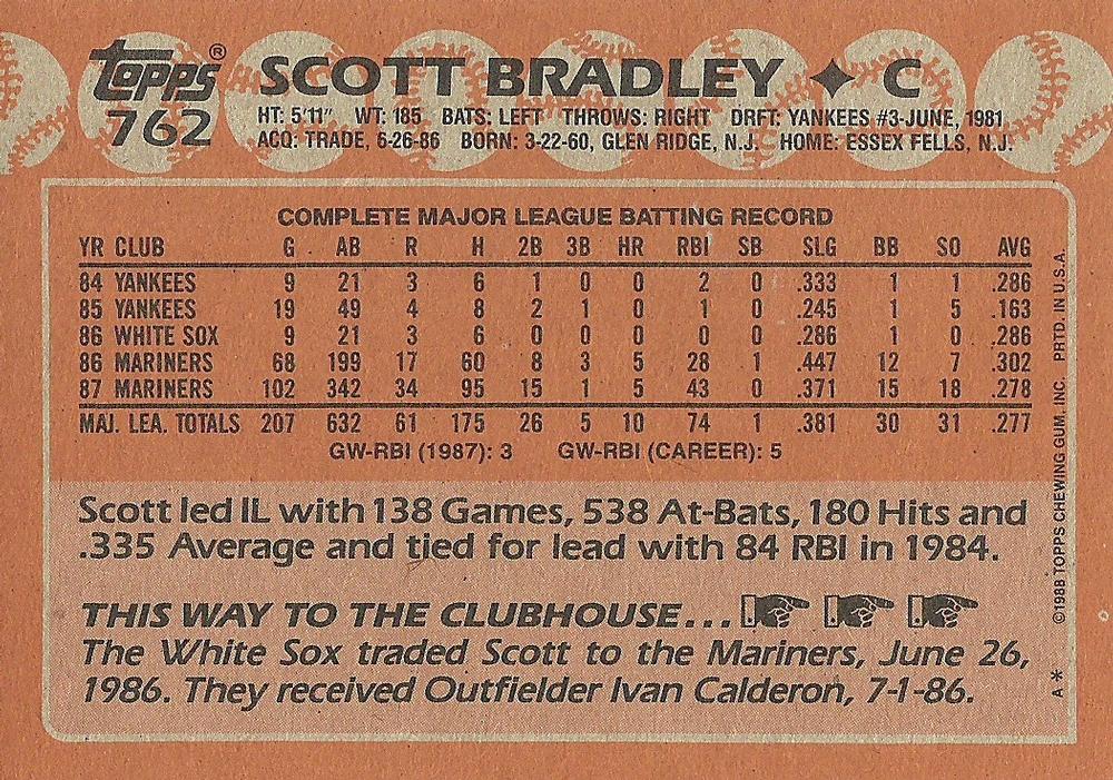 Scott Bradley  baseball card collectible - Main Image 2