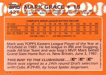 Mark Grace  baseball card collectible - Main Image 2