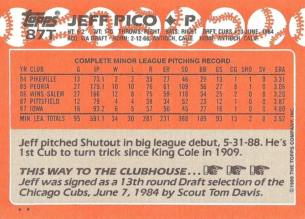 Jeff Pico  baseball card collectible - Main Image 2