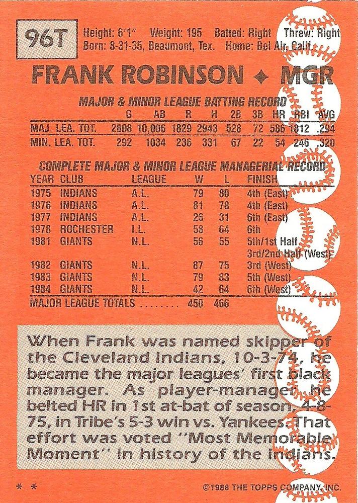 Frank Robinson  baseball card collectible - Main Image 2