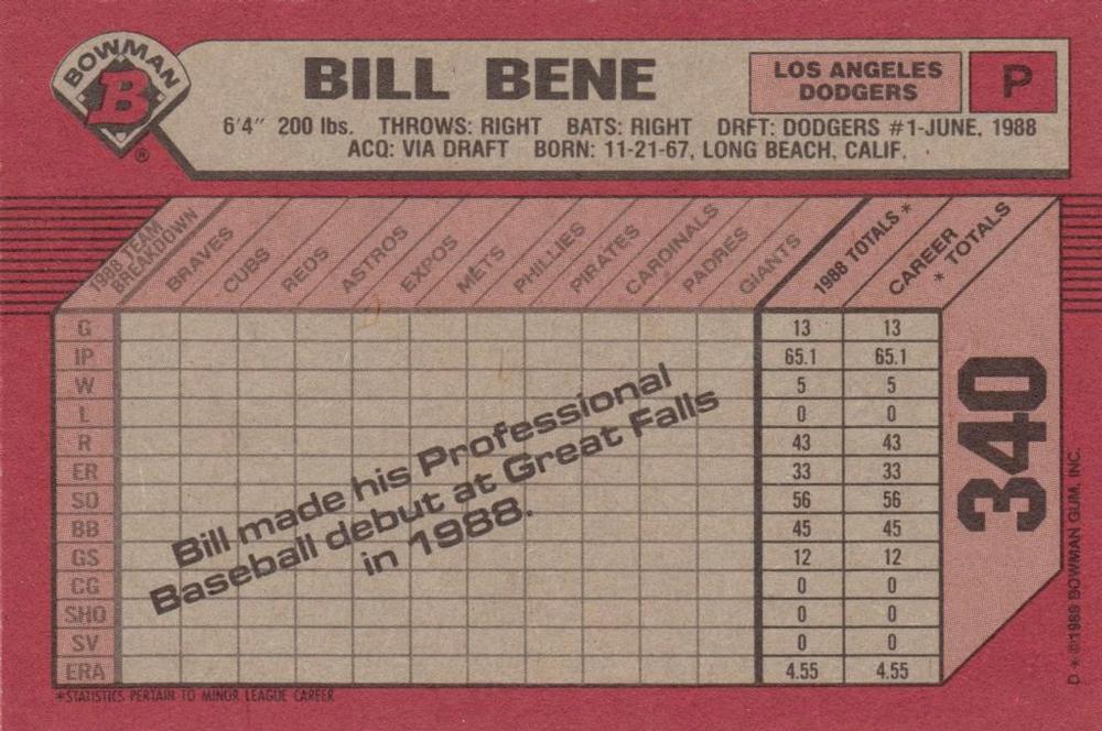 Bill Bene  baseball card collectible - Main Image 2