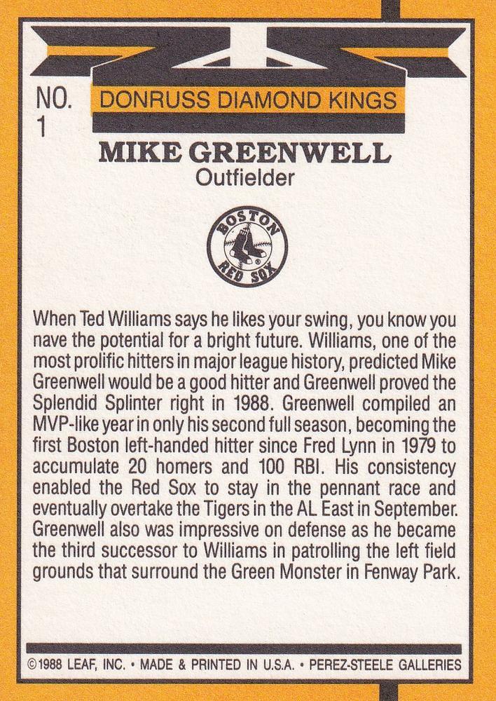 Mike Greenwell  baseball card collectible - Main Image 2