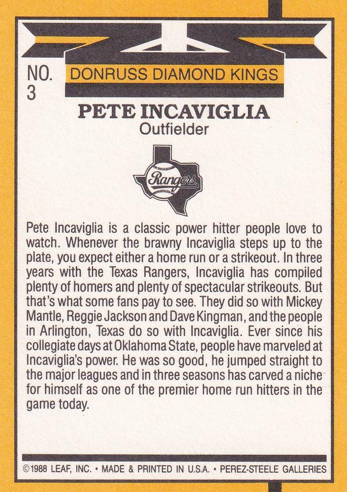 Pete Incaviglia  baseball card collectible - Main Image 2