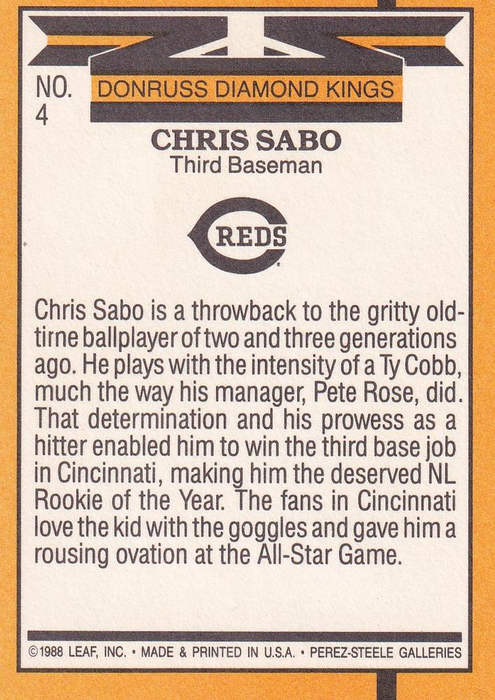Chris Sabo  baseball card collectible - Main Image 2