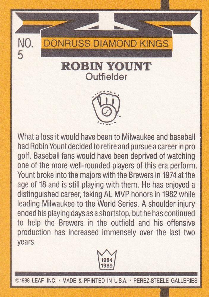 Robin Yount  baseball card collectible - Main Image 2