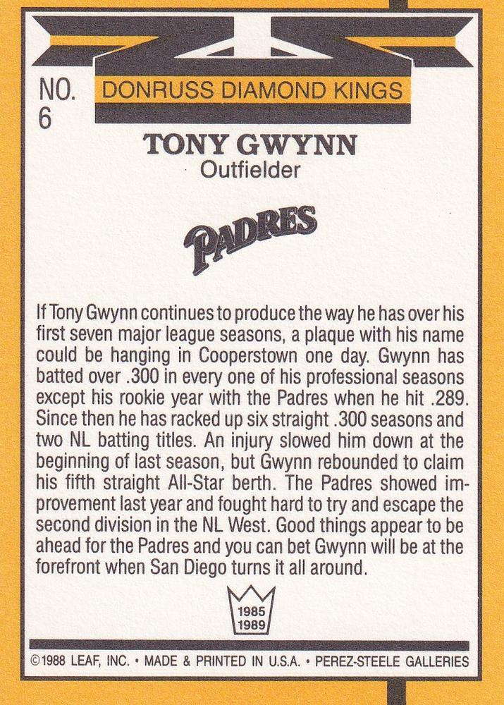 Tony Gwynn  baseball card collectible - Main Image 2