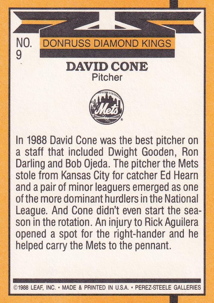 David Cone  baseball card collectible - Main Image 2