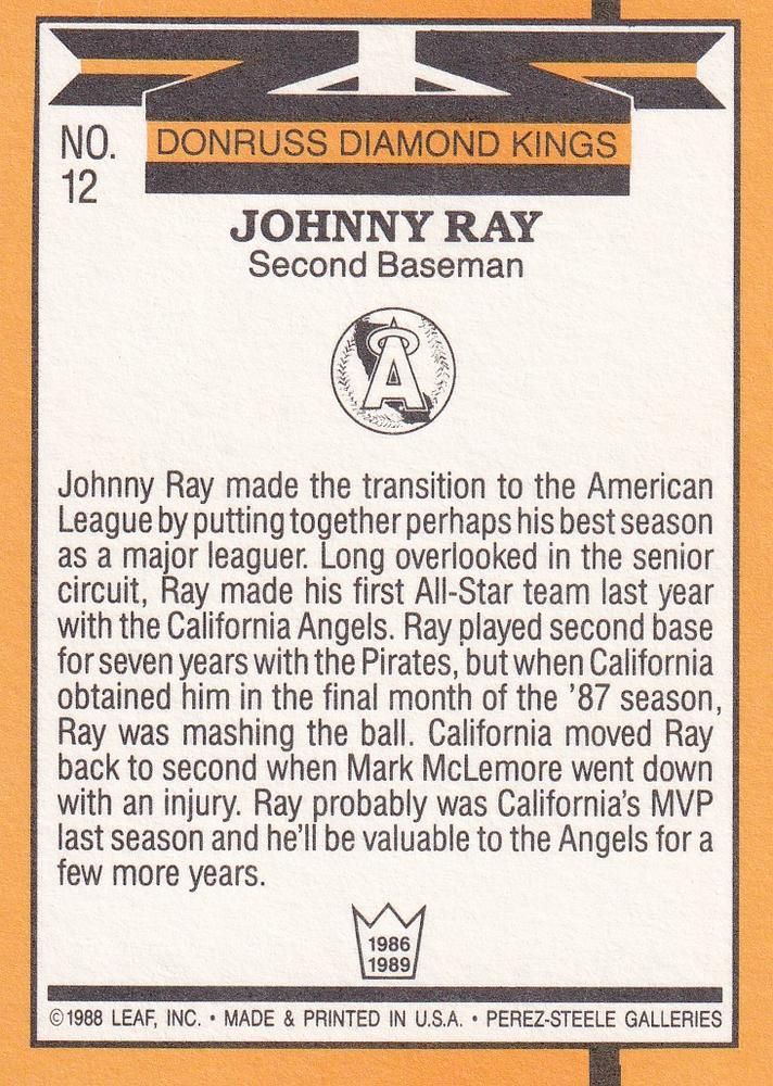Johnny Ray  baseball card collectible - Main Image 2