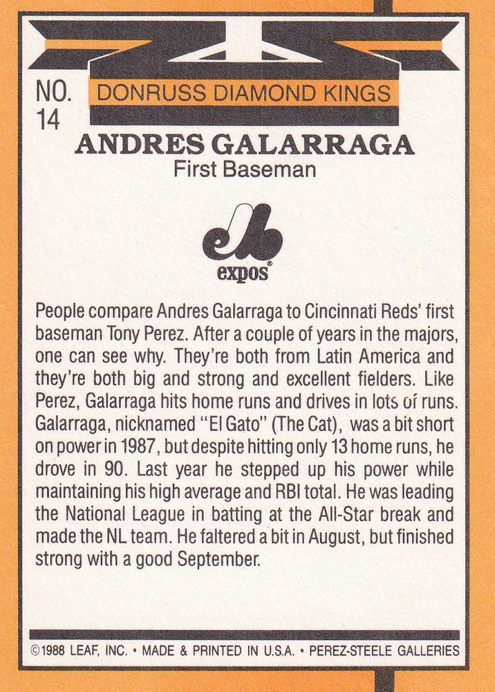 Andres Galarraga  baseball card collectible - Main Image 2