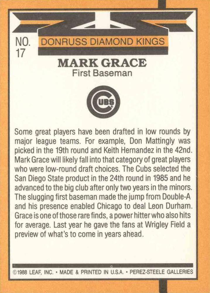 Mark Grace  baseball card collectible - Main Image 2