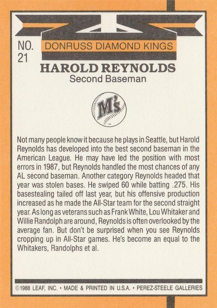 Harold Reynolds  baseball card collectible - Main Image 2