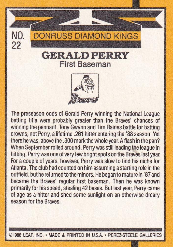 Gerald Perry  baseball card collectible - Main Image 2