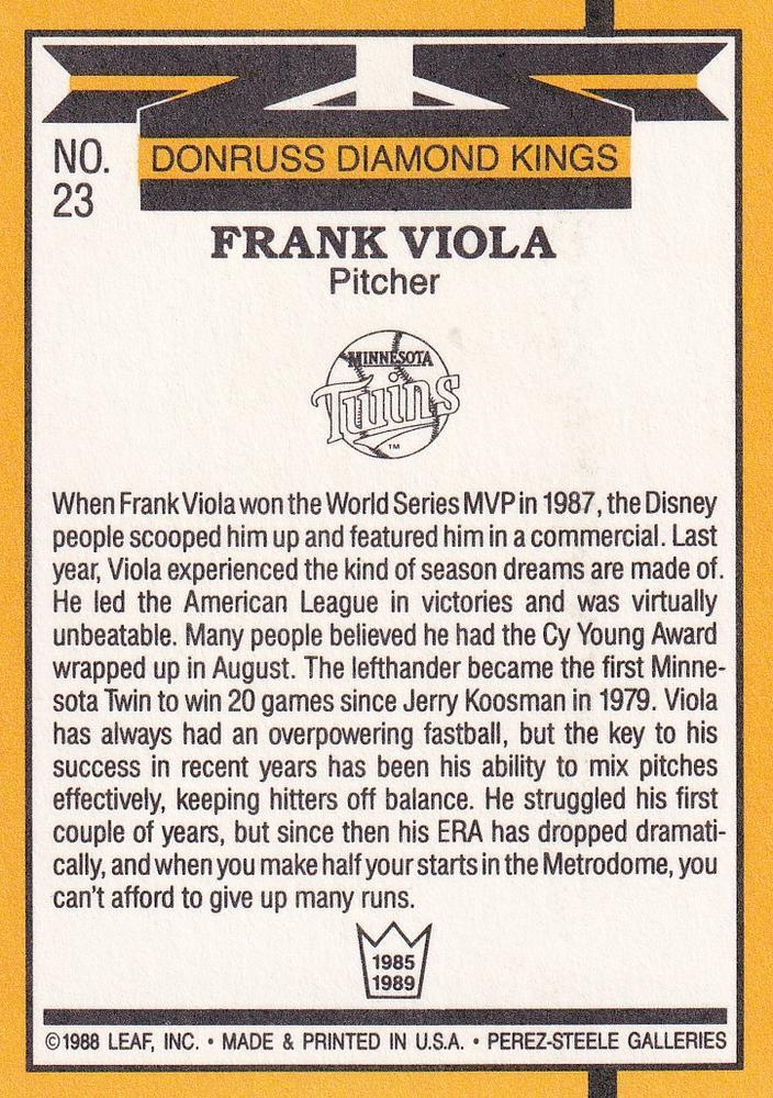 Frank Viola  baseball card collectible - Main Image 2