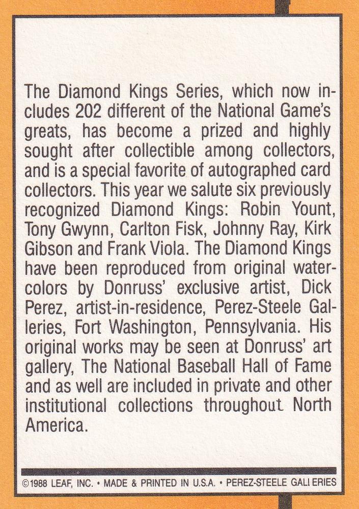 Diamond Kings Checklist: 1-26  baseball card collectible - Main Image 2