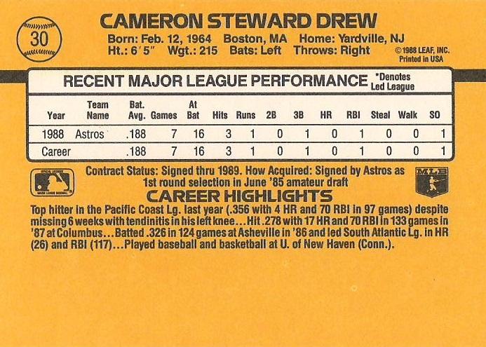 Cameron Drew  baseball card collectible - Main Image 2