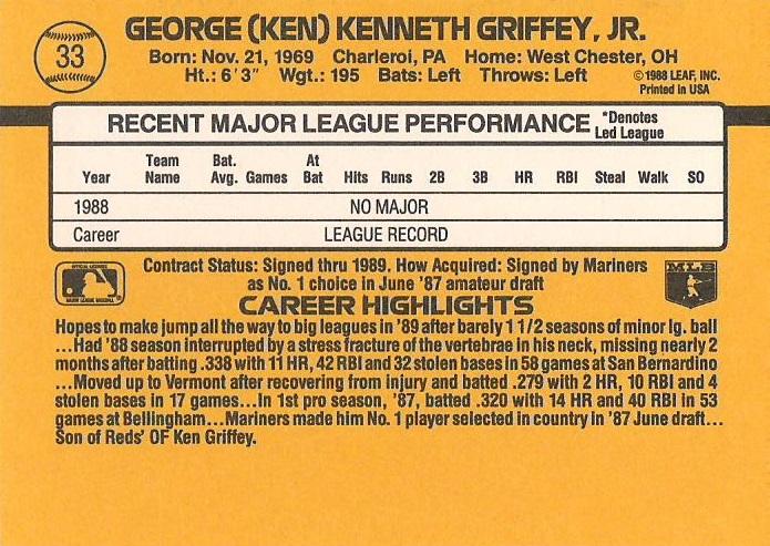 Ken Griffey Jr.  baseball card collectible - Main Image 2