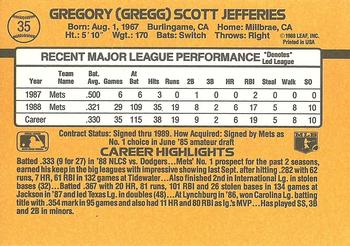 Gregg Jefferies  baseball card collectible - Main Image 2