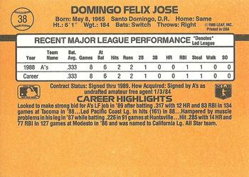 Felix Jose  baseball card collectible - Main Image 2