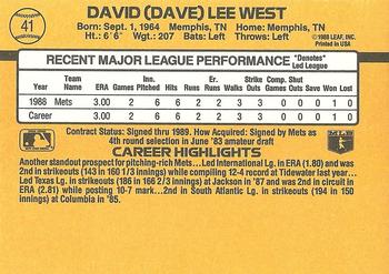 Dave West  baseball card collectible - Main Image 2
