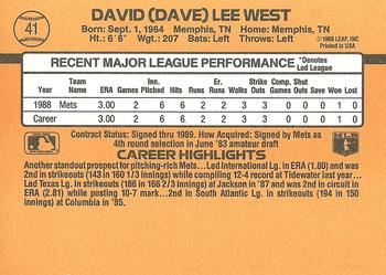 Dave West  baseball card collectible - Main Image 2